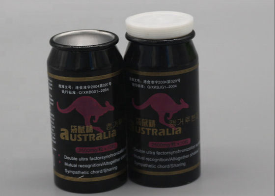 La bouteille en aluminium de la médecine 100ml pour des pilules marque sur tablette des capsules d'herbes
